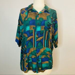 Vintage 90’s Maxx FM Print Button Up Med.